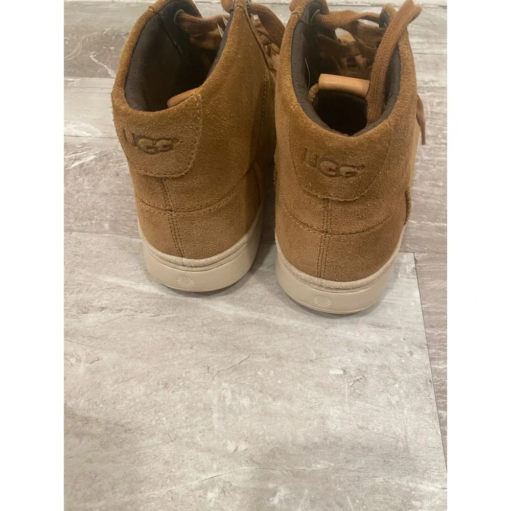 UGG Cali Sneaker Mens Size 11 Chestnut Brown Excellent Lace Up Suede Mid Top